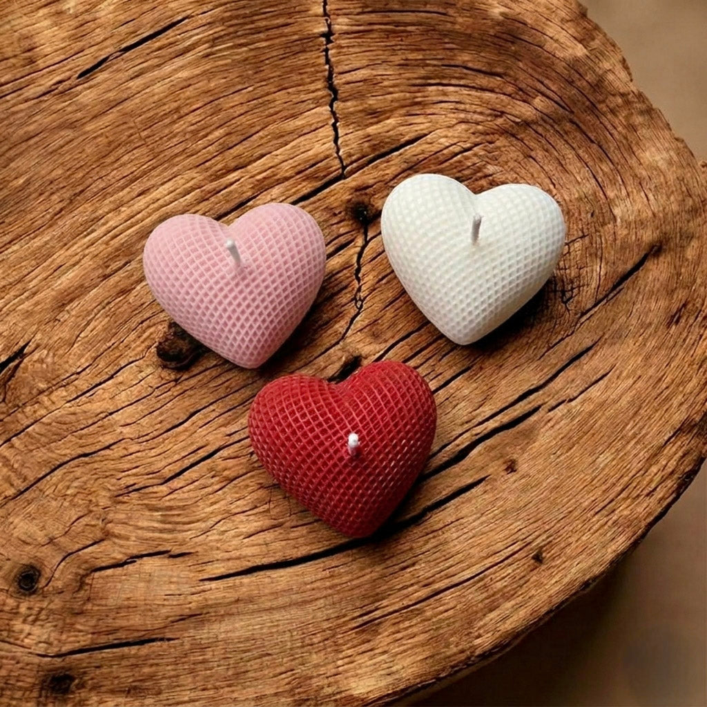 Knitted Heart Candle