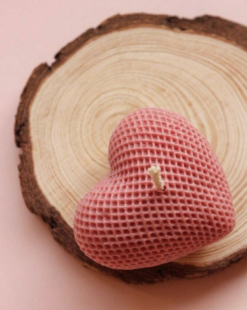Knitted Heart Candle